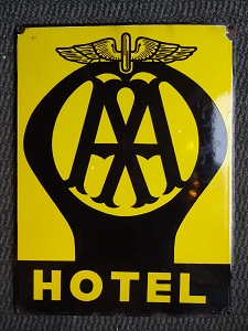 AA HOTEL - THE AUTOMOBILE ASSOCIATION HOTEL - vintage enamelsign