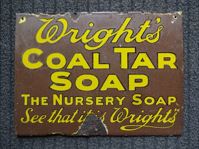 WRIGHTS COAL TAR SOAP - THE NURSERY SOAP - original enamelsign