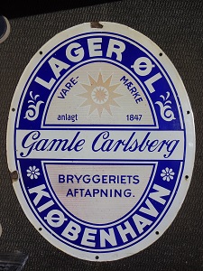 GAMLE CARLSBERG- LAGER ØL - KIØBENHAVN - emaljeskilt
