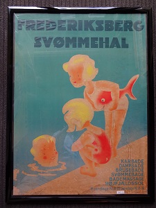 FREDERIKSBERG SVØMMEHAL  - org vintage swimming poster